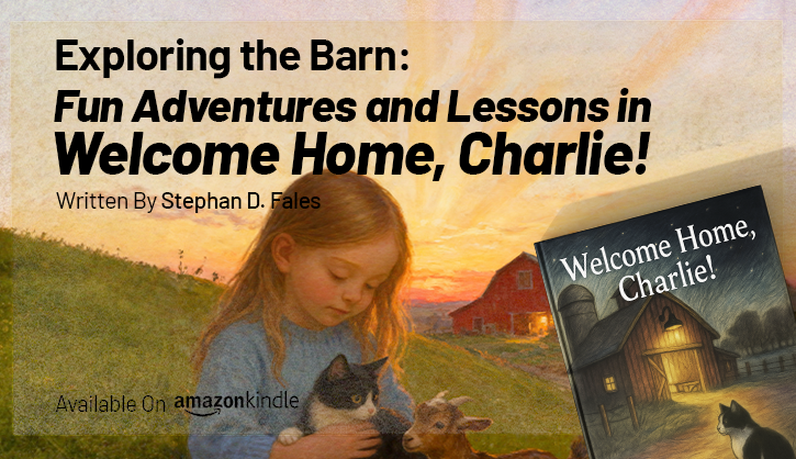 Welcome Home, Charlie! book ad with girl, cat, and goat.