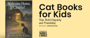 Child reading a cat story book about friendship and emotions