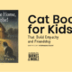 Child reading a cat story book about friendship and emotions